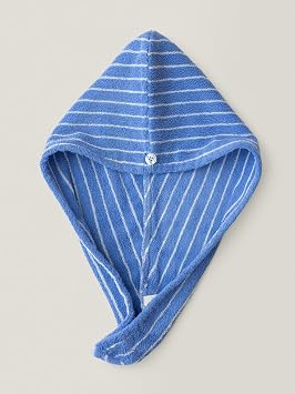 WENSHUO Azure Holiday-Striped Hair Towel Wrap-Drying Tool,100% Combed Cotton,Luxury Hair Dry Towels,Super Absorbent with Button FastenPack of 1