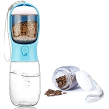 Dog Water Bottle with Food Container, Portable Leak Proof Pet Water Dispenser for Walking Hiking Travel, Puppy Essentials Accessories for Small Large Dogs, Dog Gifts 10oz/15oz/19oz