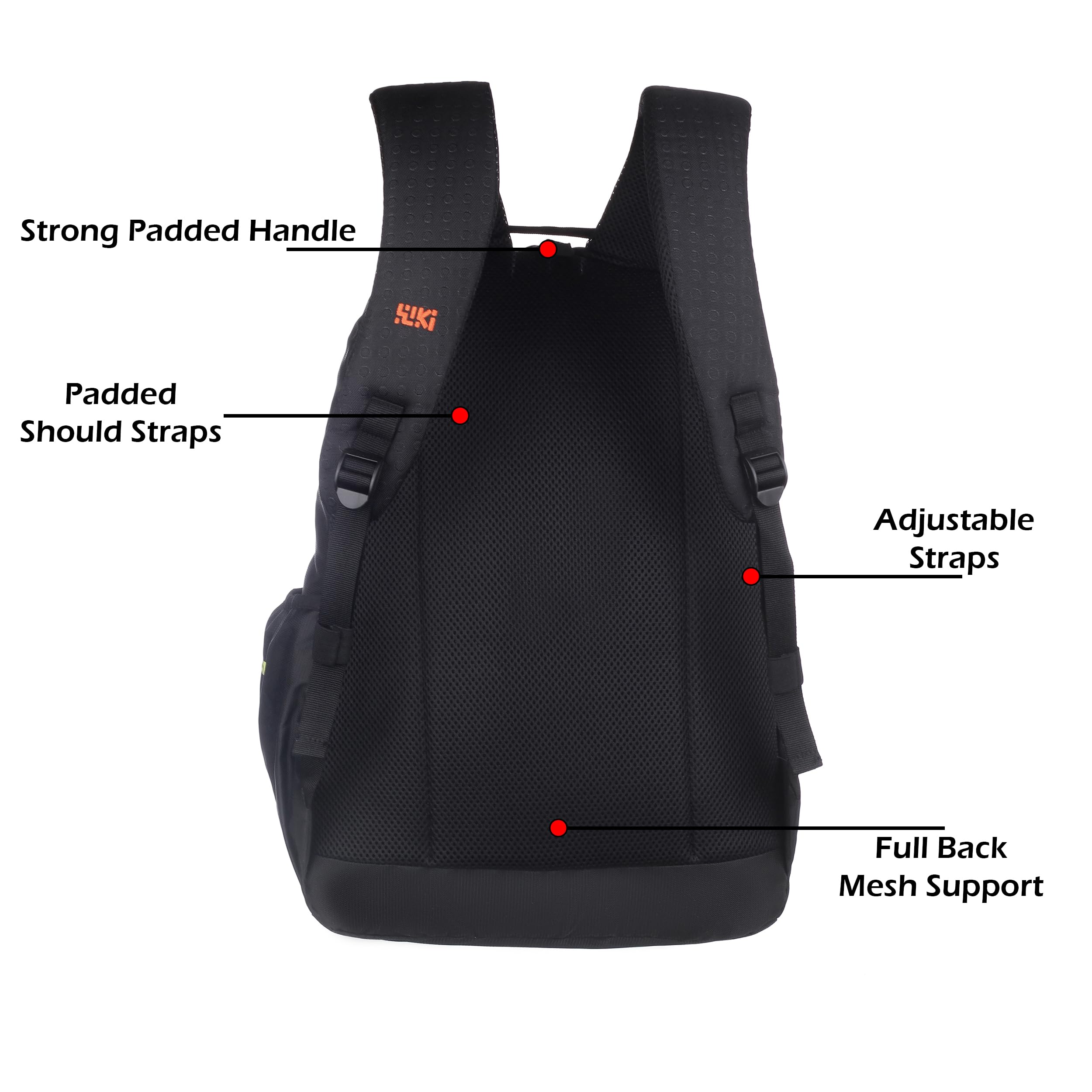 Wildcraft Nylon backpack Multi compartments, front pocket, bottle holder, School bags College bag for women and men, Ideal for school, college, office & travel 13520(Wiki_2 Dot_3D Black) 3
