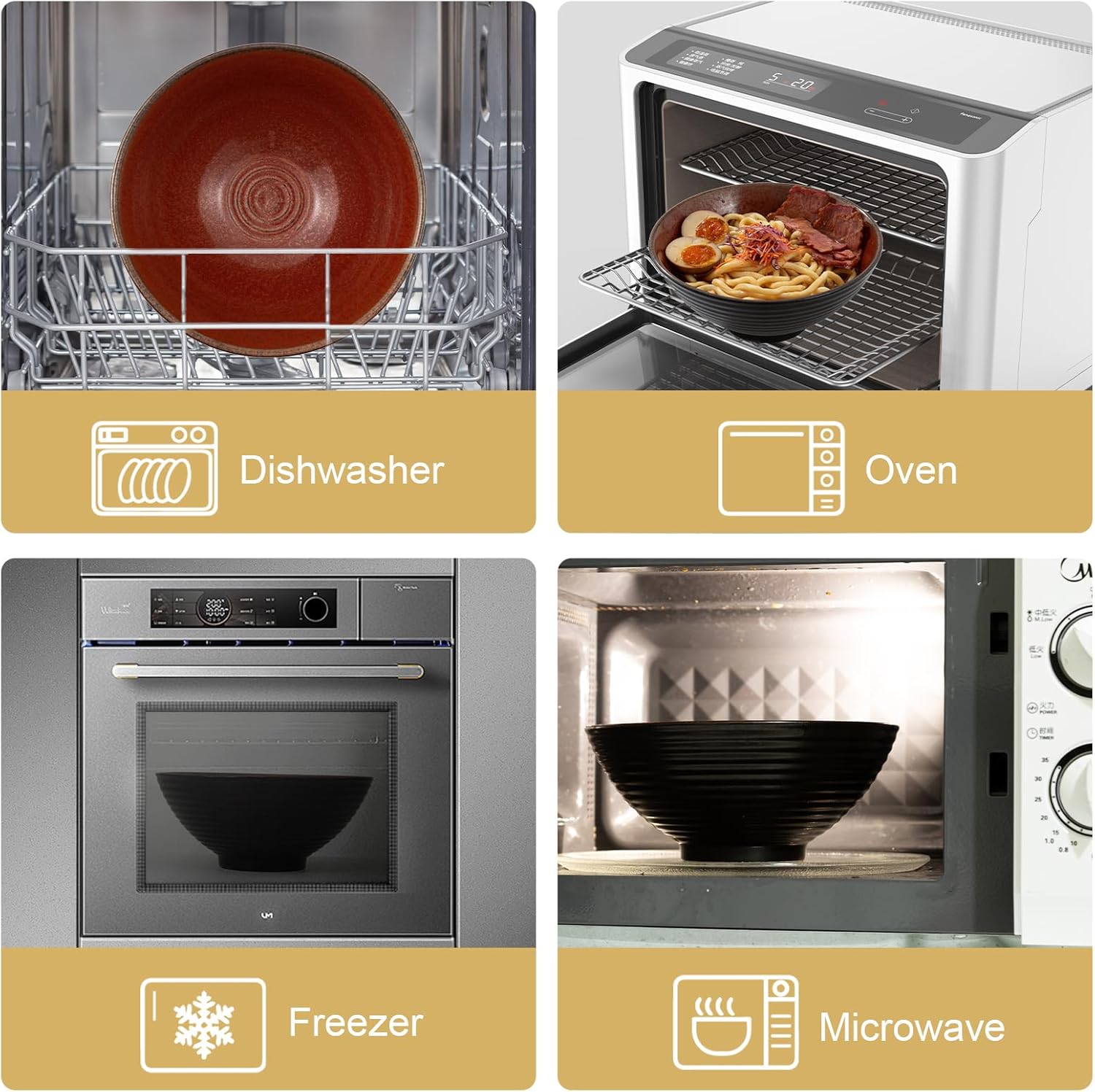 8 Inch Ceramic Ramen Bowl Set of 2, 40oz Japanese Bowls with Spoons & Chopsticks,Durable,Microwave & Dishwasher Safe,Perfect for Ramen,Pho,Salad,Soup,Noodles，Mixing bowls（Carnelian）