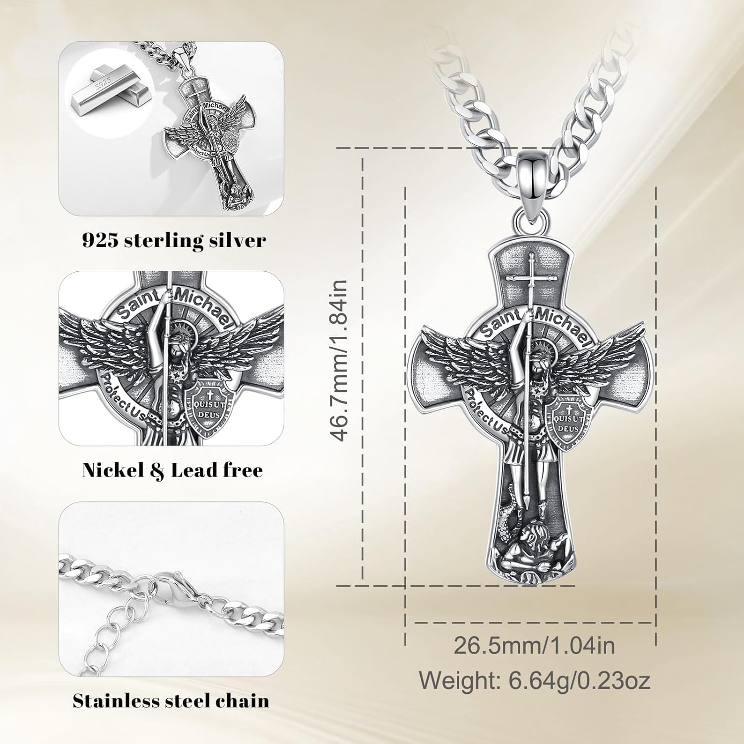 INFUSEU 925 Sterling Silver Religious Protection Medal for Men Women Meaningful Christian Catholic Jewelry - Image 6