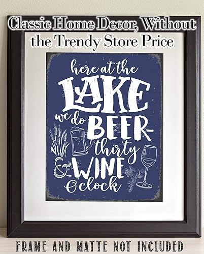 Miniatura 6 de Here At The Lake We Do Beer Thirty And Wine O'Clock - Gran decoración de casa del lago y decoración de cabaña, accesorios de bar para el hogar de