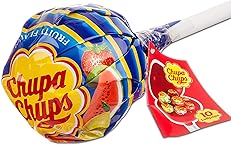 Chupa Chups Lecca Lecca Mega Chups, Lollipop Gigante Contenente 10 Lollipop Gusti Assortiti Fragola, Arancia, Mela, Ciliegia, Anguria, Limone - Ottimo come Idea Regalo per Compleanni e Feste, 1 Pezzo