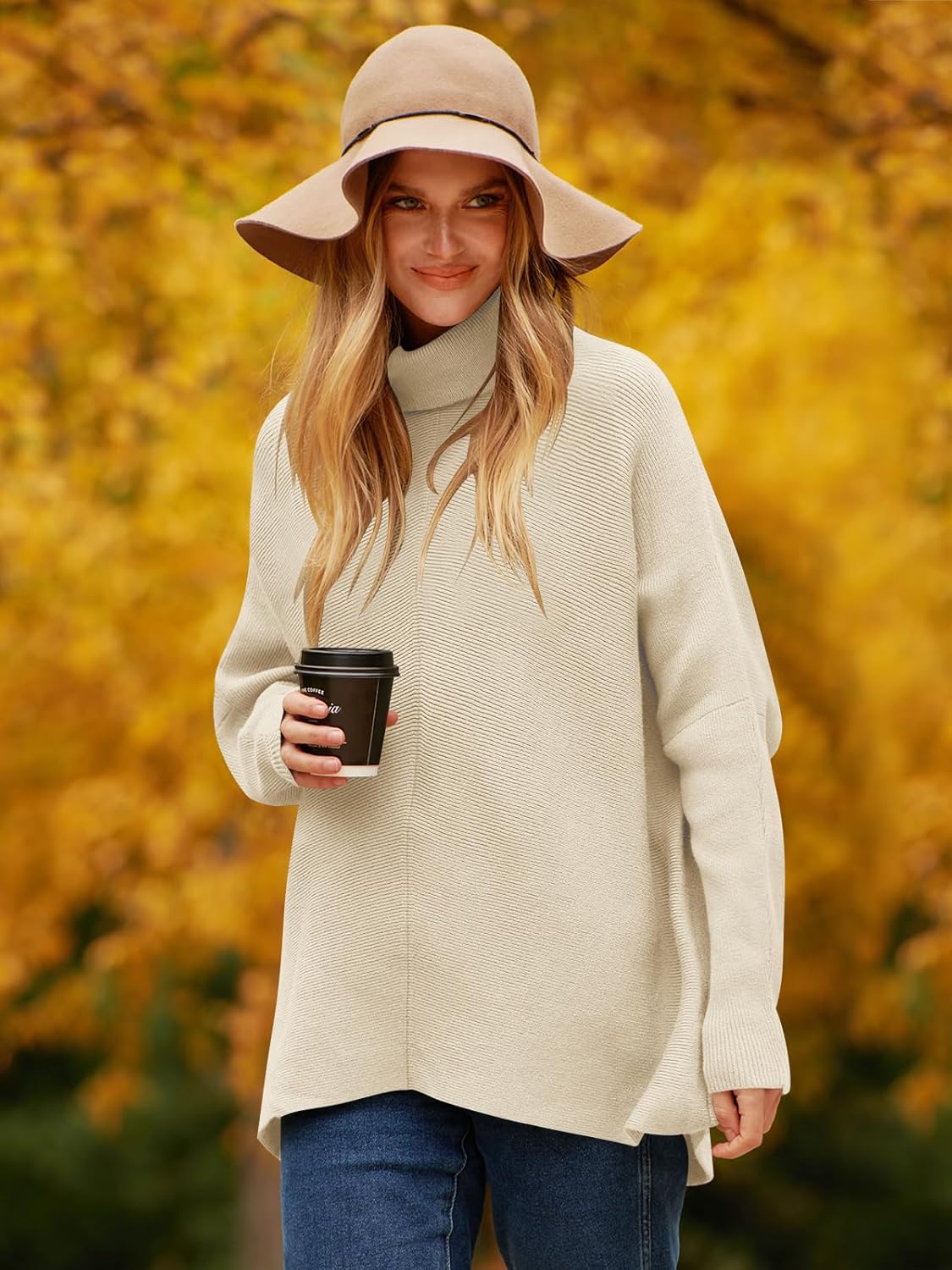 ANRABESS Womens Oversized Turtleneck Batwing Long Sleeve Casual Cozy Baggy Knit Pullover Tunic Sweater 2025 Fall Outfits - Image 9