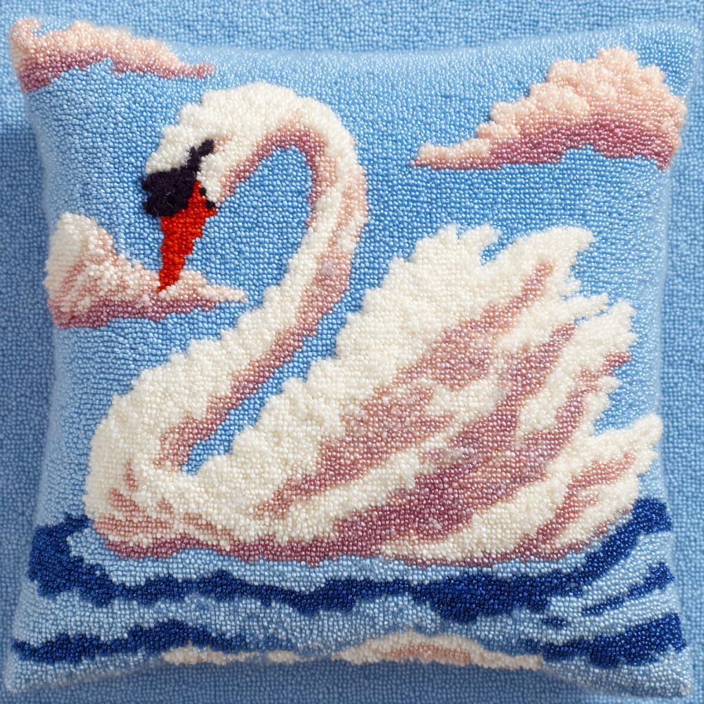 AMBATTERY DIY Latch Hook Cushion Kit Animal Alpaca Printed Pillowcase Crochet Yarns Hooking Handmade Pillow Cover Cushion Latch Hook Embroidery Kit 17x17inch