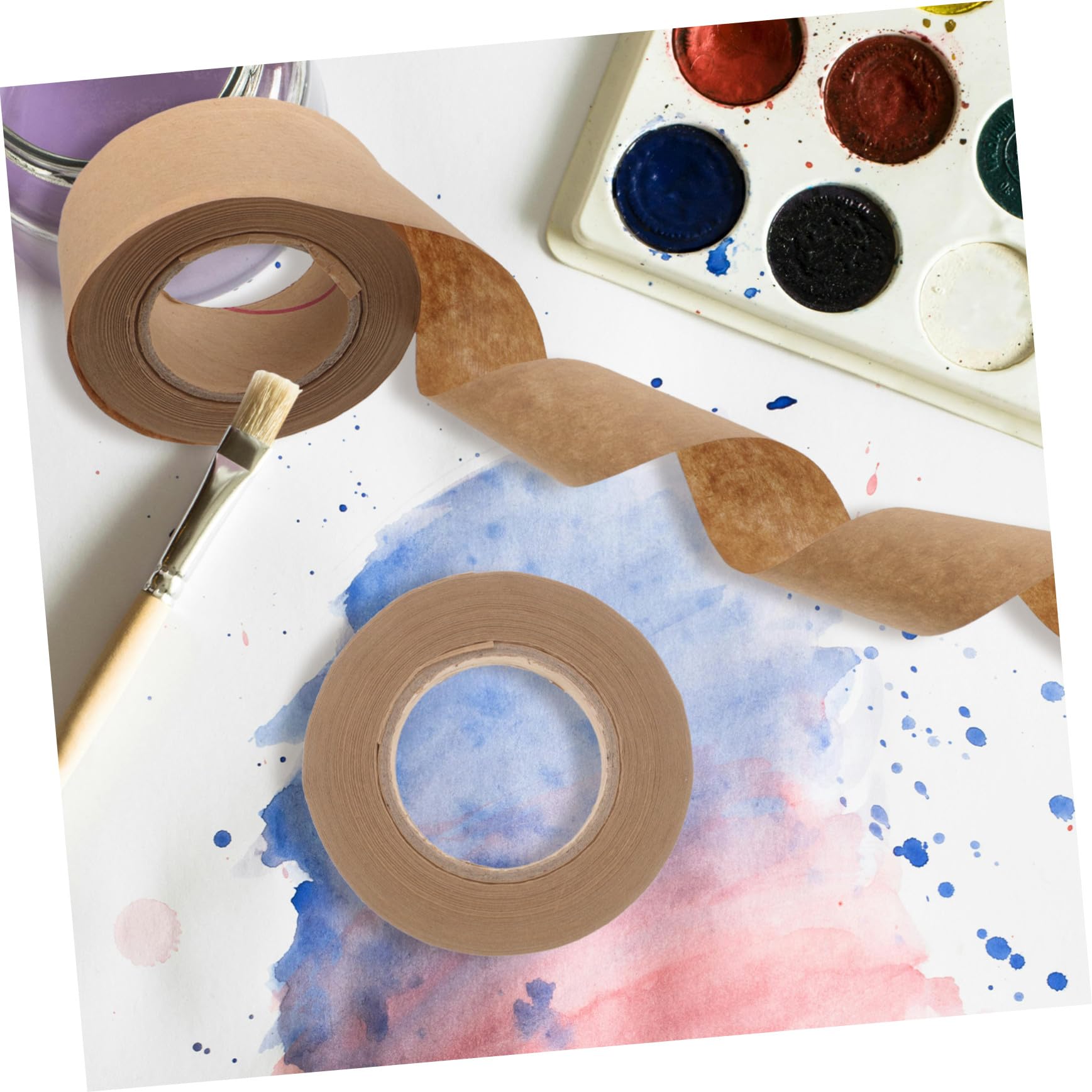 WOONEKY 2 Rollos Cinta Activada Por Agua Para Enmarcar Fotos Y Pintura Cinta Adhesiva De Papel Engomado Para Acuarela Uso Multifuncional Para DecoracióN Y Embalaje ArtíStico