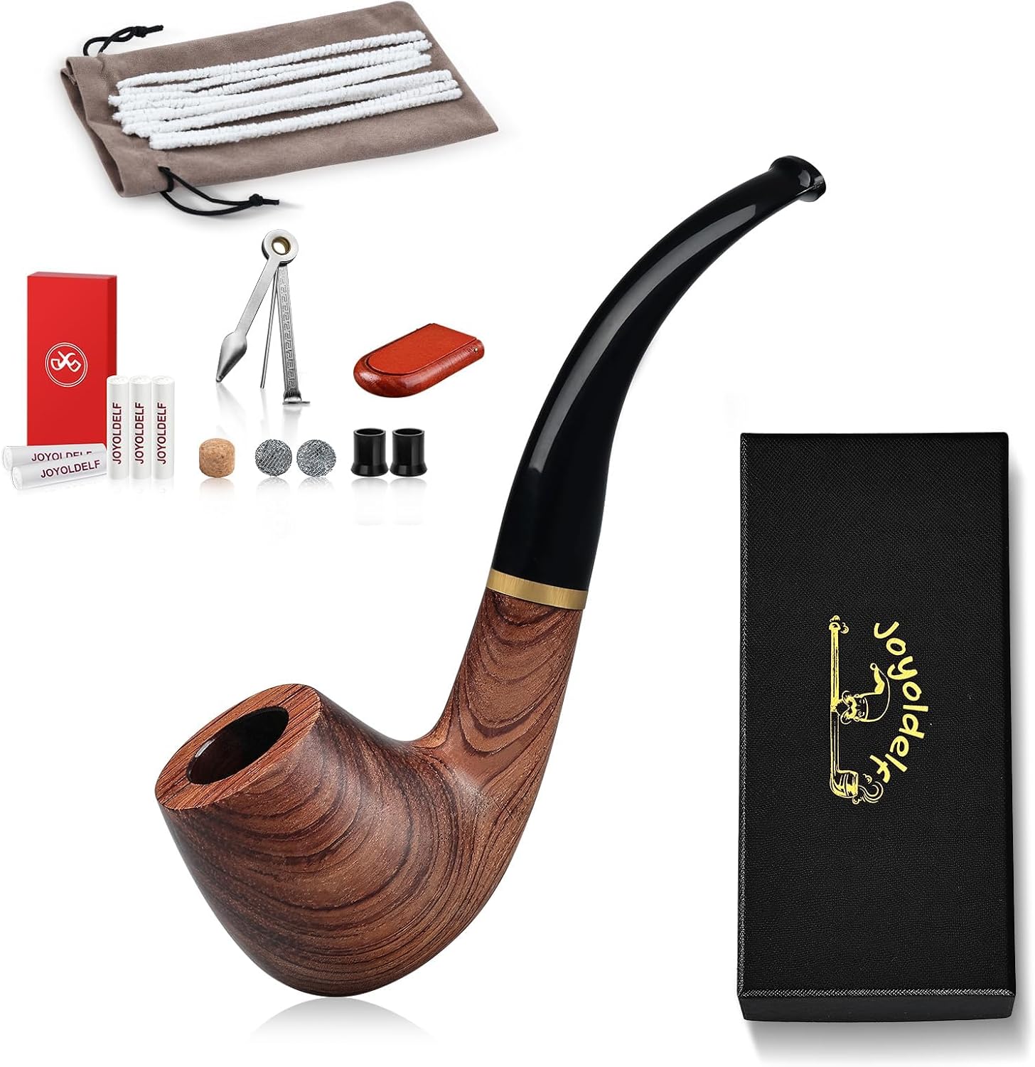 Joyoldelf Smoking Pipe, Wooden Tobacco Pipe with Gift Box, Rosewood ...