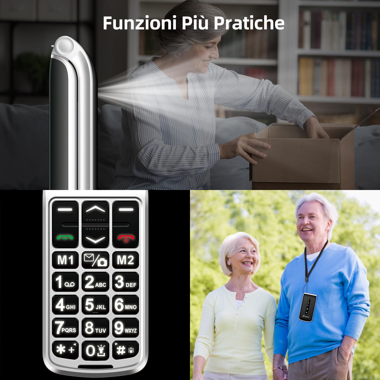 SweetLink Telefono Cellulare per Anziani, Flip Telefoni Cellulari Tasti Grandi, Contatti con Immagini, Base di Ricarica, Pantalla 2.4", Volume Alto, Funzione SOS, Incompatibile con iliad