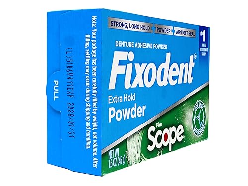 Miniatura 5 de Fixodent Polvo adhesivo para prótesis, extra fuerte, más alcance, fuerte, polvo de retención larga, sello hermético, 1.6 onzas, paquete de 3