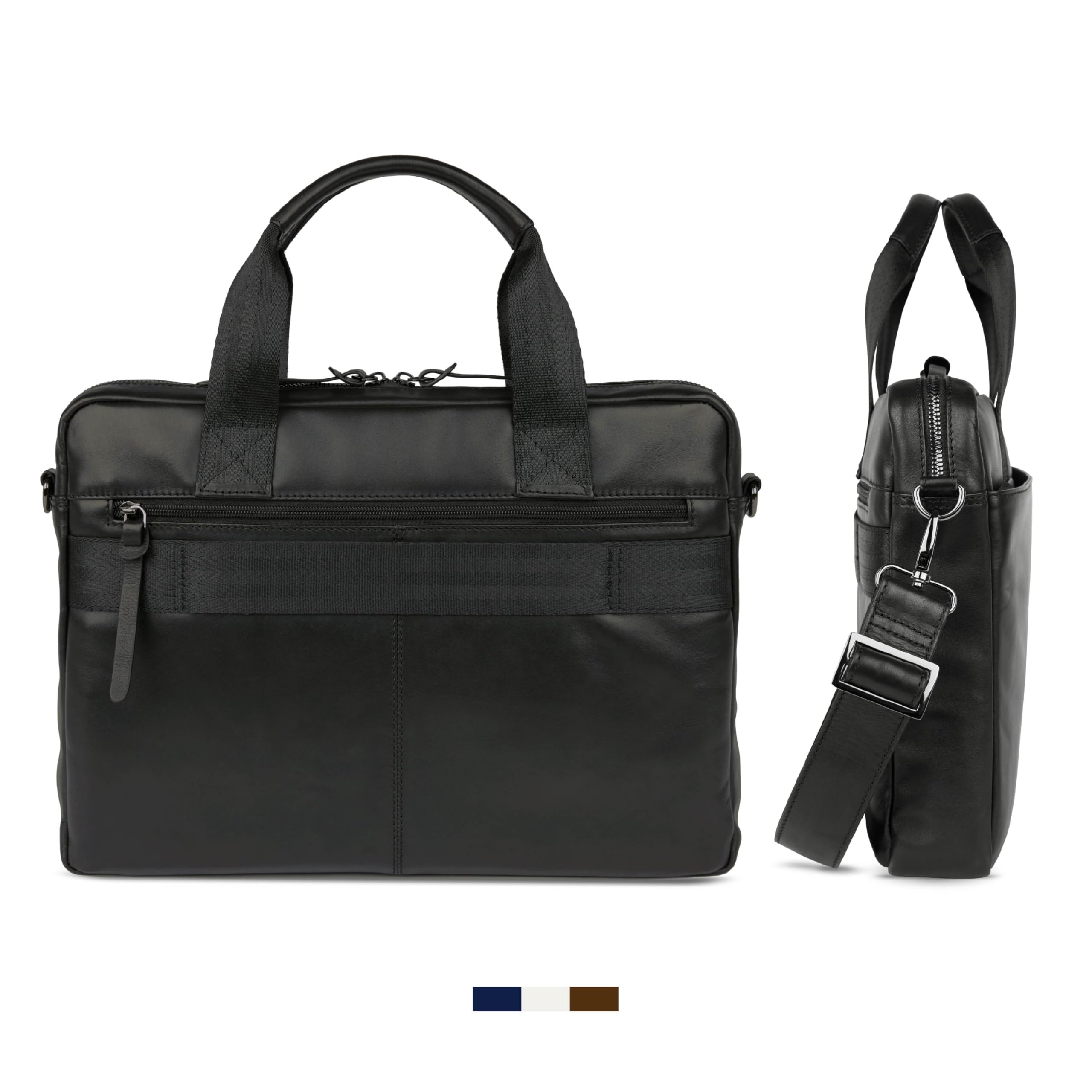 bugatti Romeo maletín de cuero para hombre, bolso de negocios con compartimento para portátil de 13", negro