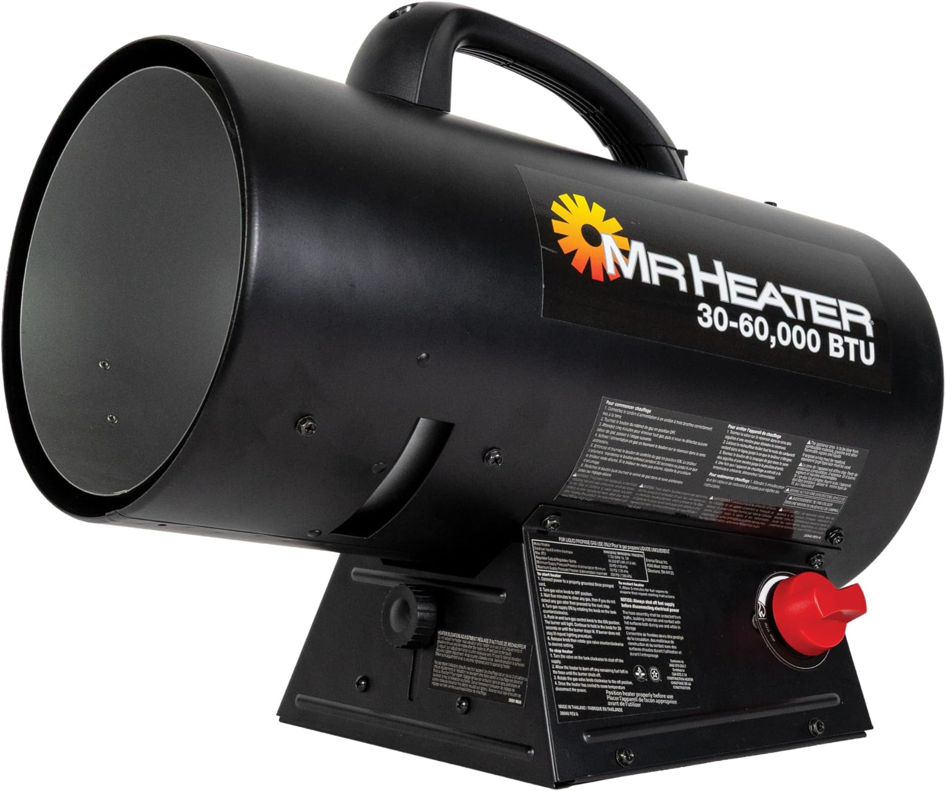 Mr. Heater MH60QFAV 60,000 BTU Portable Propane Forced Air Heater, 19.75 x 11.50 inches, black