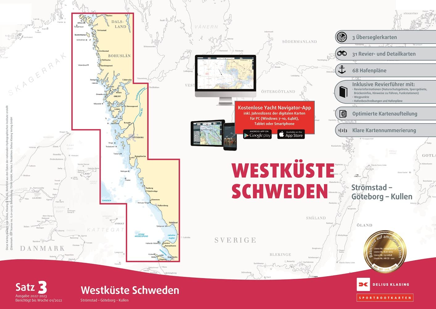 Sportbootkarten Satz 3: Westküste Schweden (Ausgabe 2022/2023): Strömstad bis Kullen