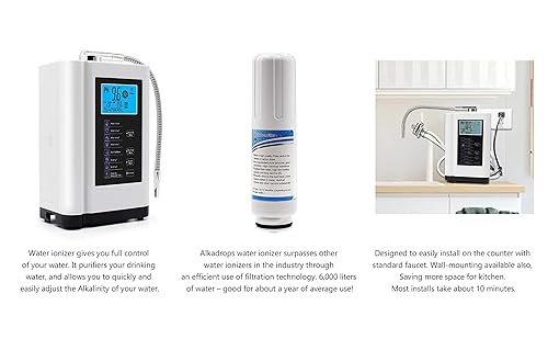 Miniatura 5 de Ionizador de agua, máquina purificadora de agua PH 3.5-10.5 Máquina de agua de ácido alcalino, hasta -500mV ORP, 8000 litros por filtro, 7 ajustes