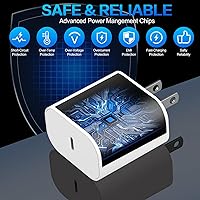 Vista 4 de Cargador rápido para iPhone 17, 16, 15, cargador tipo C, bloque de carga rápida, paquete de 3 cargadores de teléfono USB C de 20 W, cable de carga