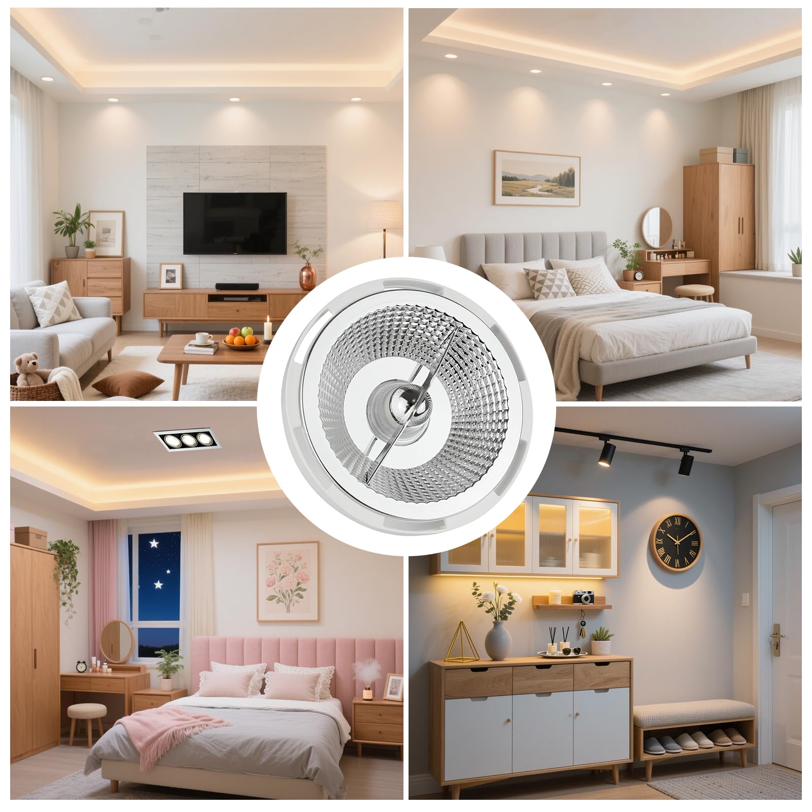 Faretto LED AR111 G53 12W Equivalente 75W Aalogena 3000K Bianco Caldo 940 Lumens AC/DC 12V Spot LED 45º Non Dimmerabile Ø111 x 68m
