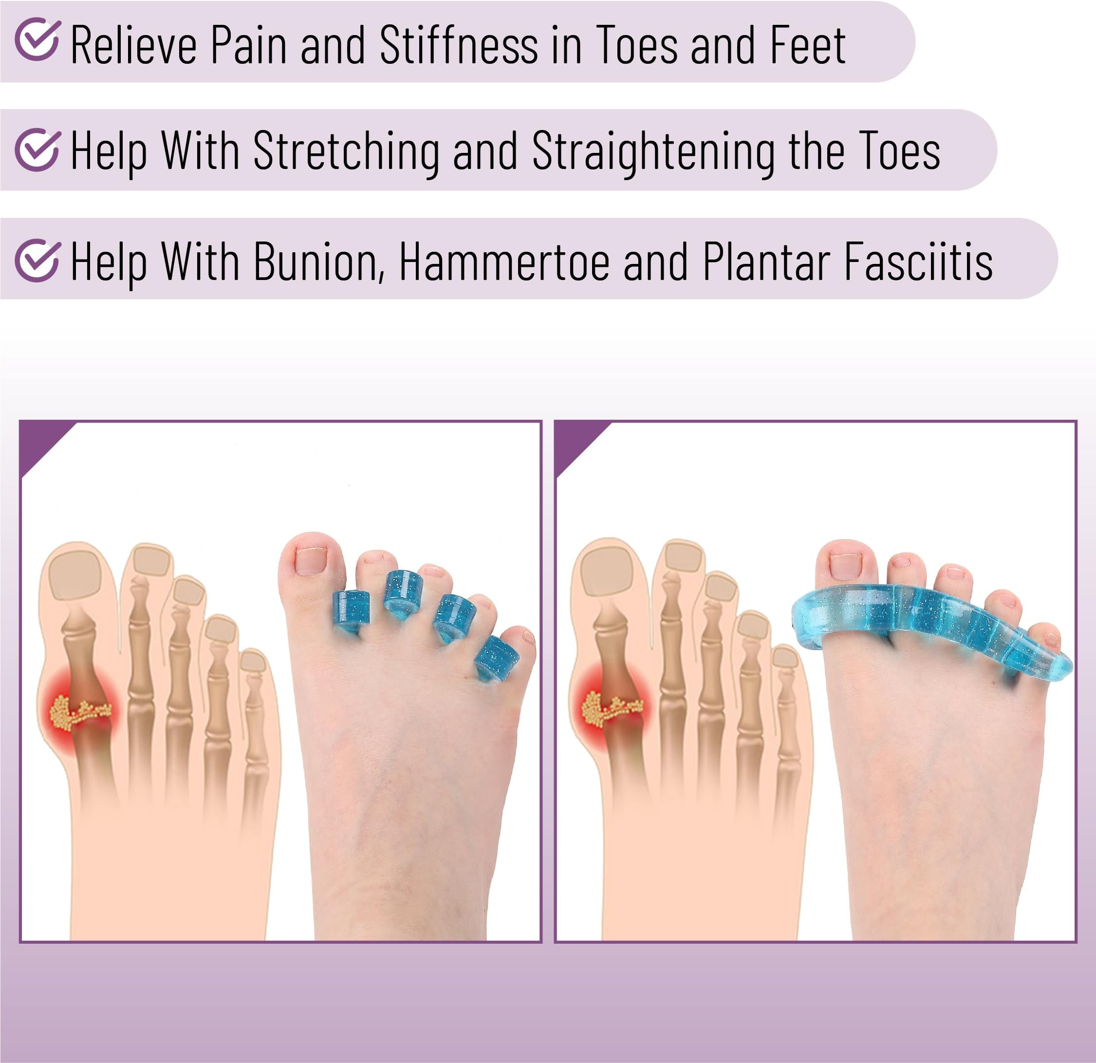 DR JK ToePal, Toe Separators, Toe Straightener, Bunion Corrector, Bunion Relief, Toe Spacer for Yoga and Relaxing Toes, Hammer Toe straightener and more for Women and Men