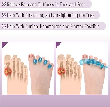 DR. JK- ToePal Gel Toe Separator, 2 Pairs, Toe Spacers, Toe Straightener, Hammer Toe Straightener, Toe Spreader, Toe Stretcher, Toe Corrector for Women and Men, Bunion Corrector