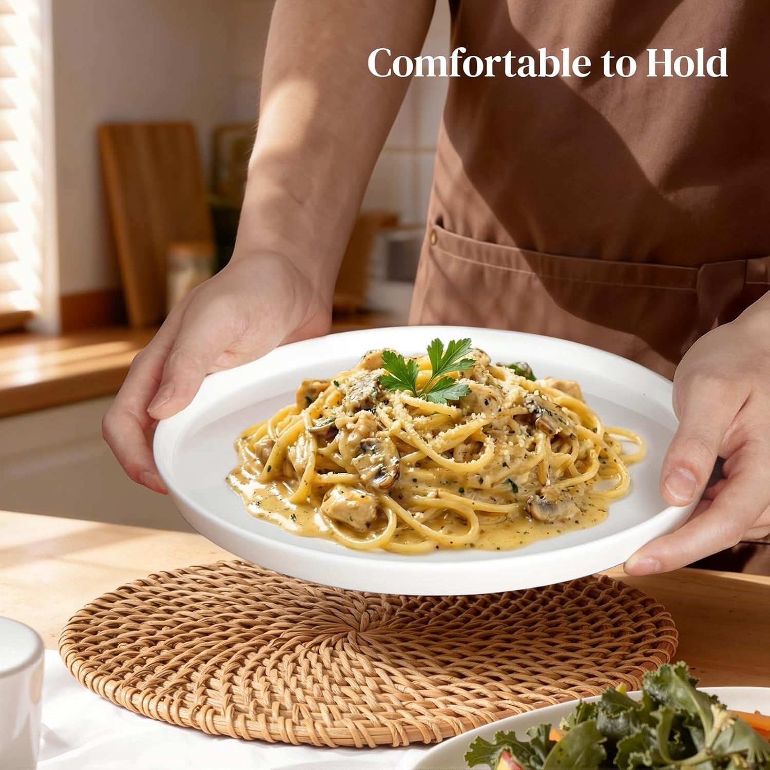 DOWAN 10" Porcelain Dinner Plates Set of 6, Ceramic White Dessert Plates Set for Salad, Pasta, Steak - Appetizer Plates, Dining Plates for Parties, Restaurant - Dishwasher & Microwave Safe - Gifts