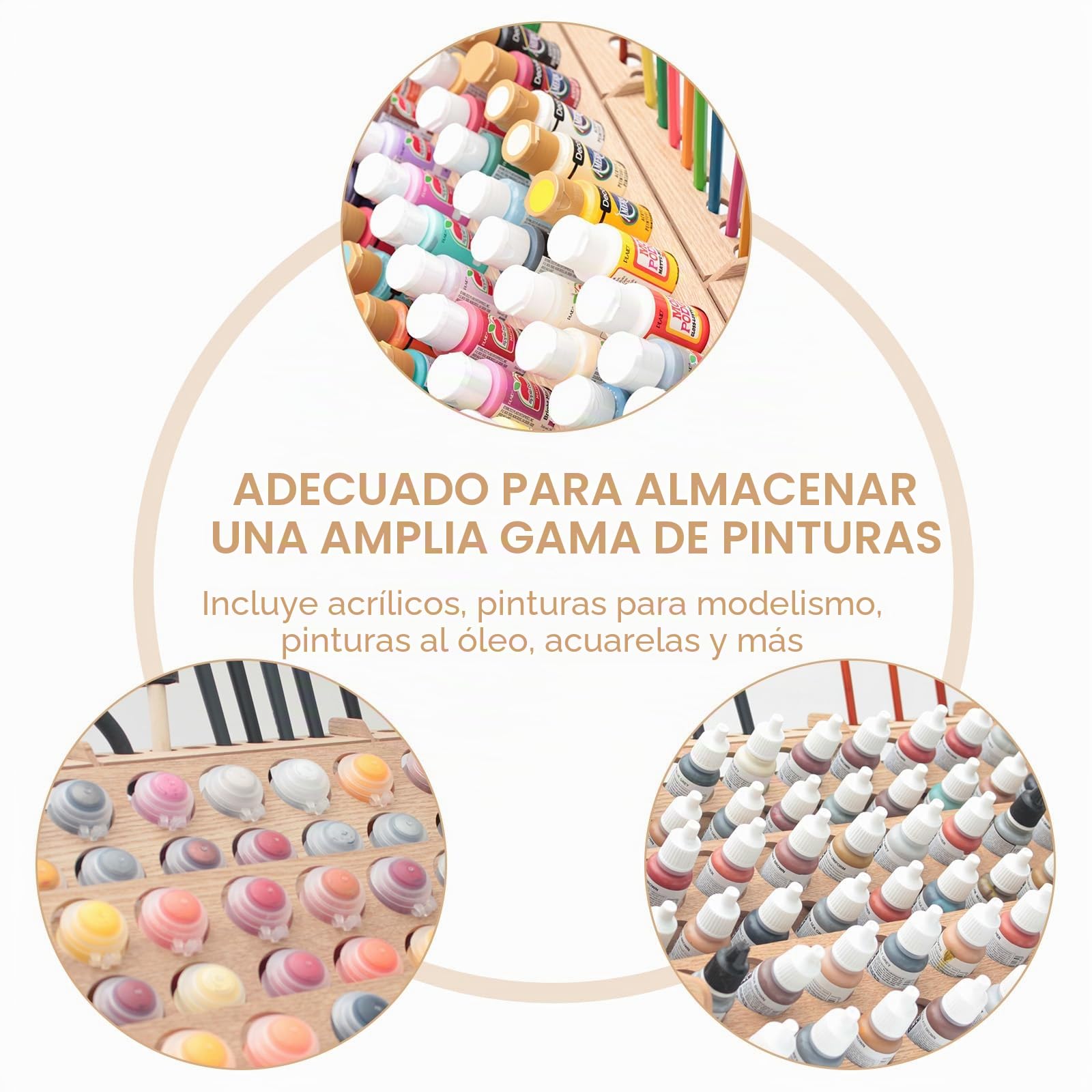 Organizador de pintura de madera extra grande de 9 niveles con capacidad para 99 botellas y estante para pinceles de pintura para acrílico, aceite, manualidades, pasatiempos, mini modelos