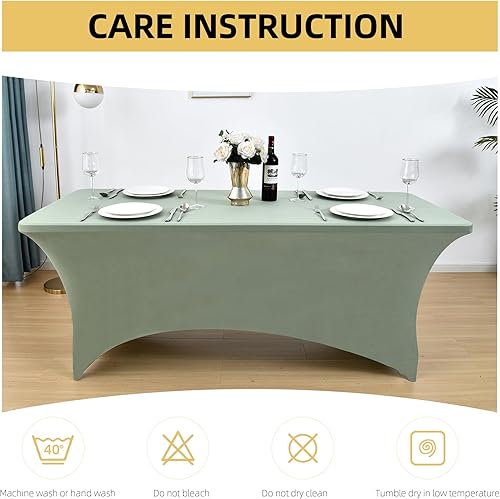 Miniatura 81 de Paquete de 2 Cubiertas de Mesa de Spandex Negro de 6 pies para Mesas Plegables Rectangulares Estándar - Manteles Elásticos Resistentes a las Arrugas