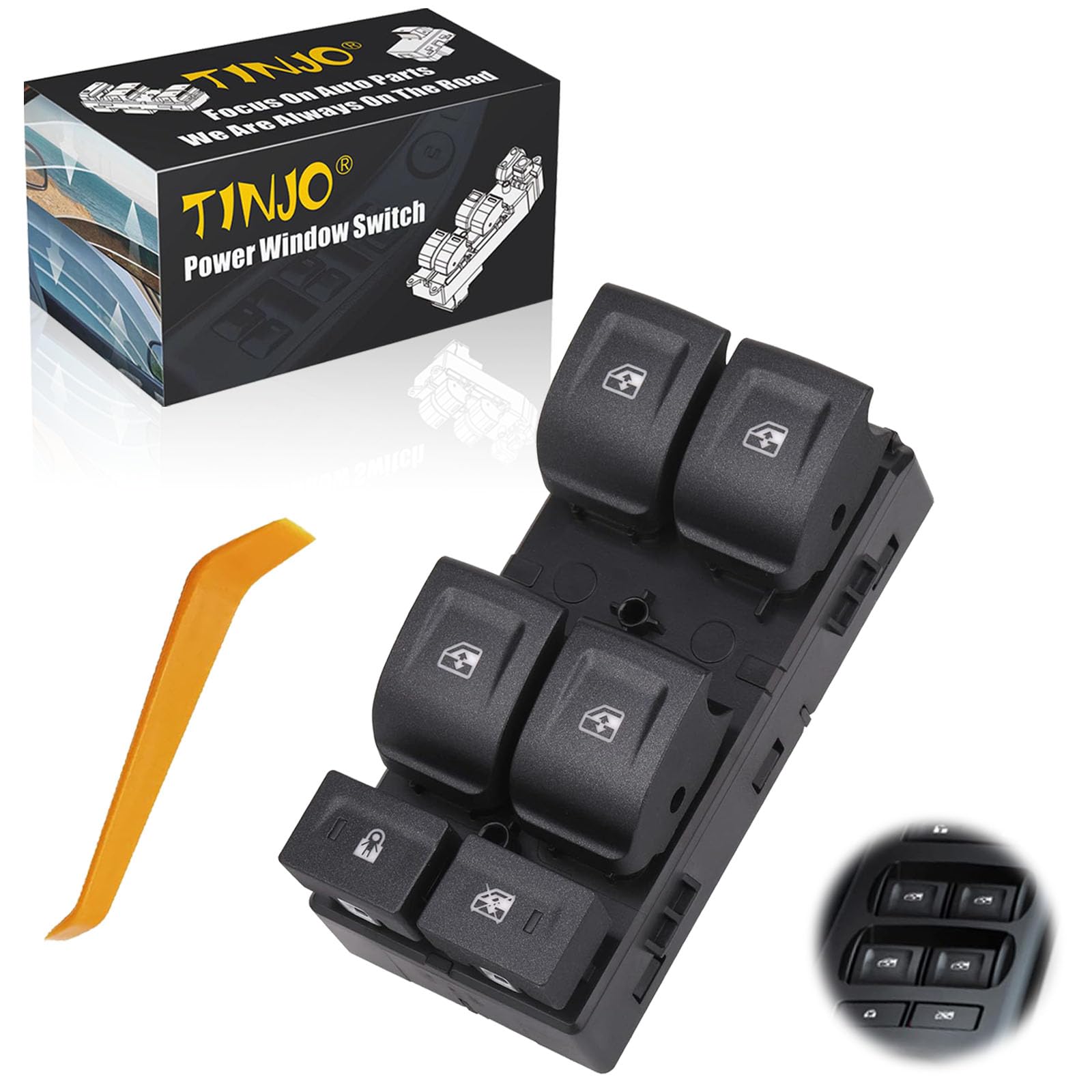 Photo 1 of Front Driver Side Power Master Window Switch Button Compatible with 2015-2018 Chevy Silverado 1500 Fit for Chevrolet GMC Sierra 2500HD 3500HD, Power Window Control Switch Replace # 23427098, 23129539