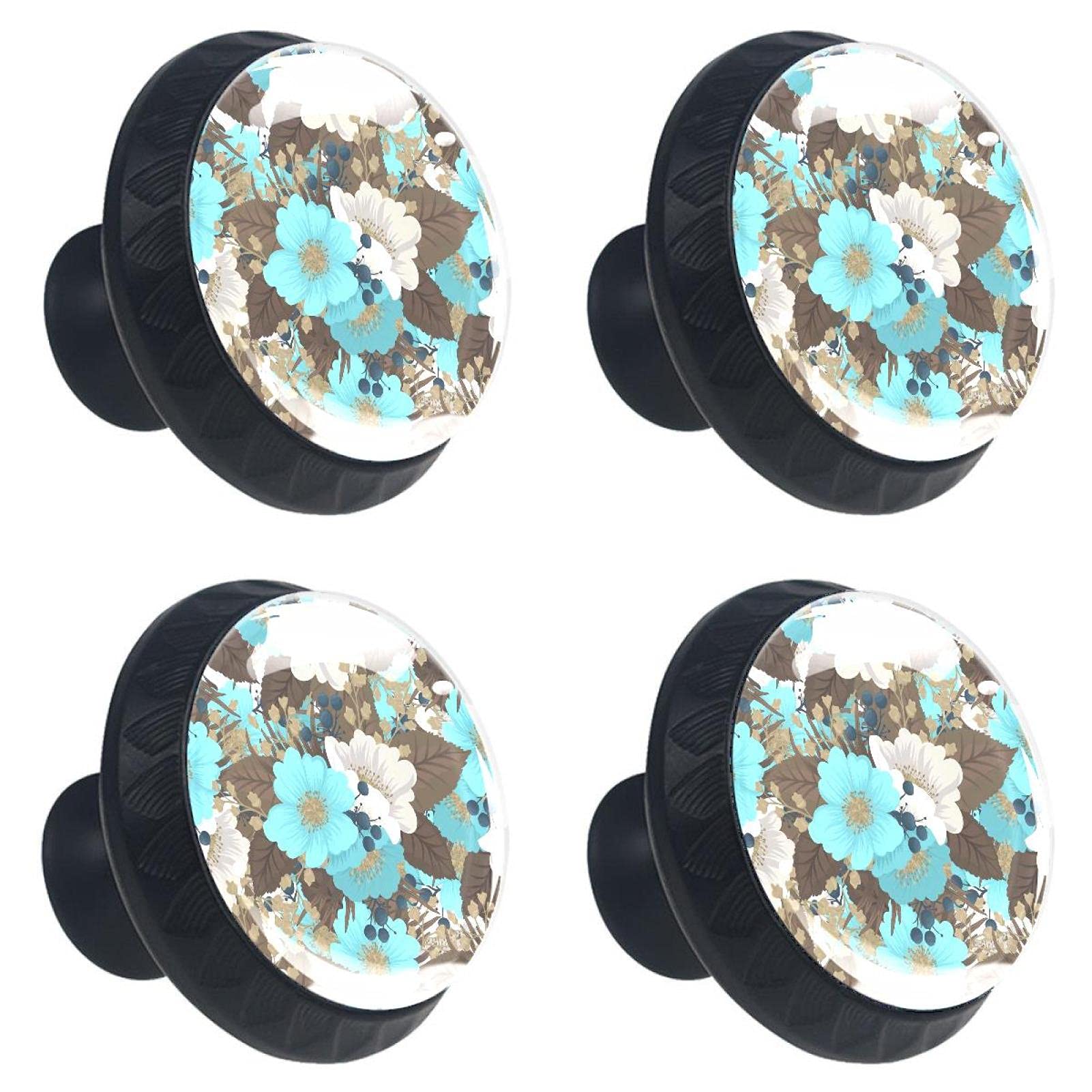 Bouton de tiroir en verre floral pour placard de cuisine chic et rénovation de buffet