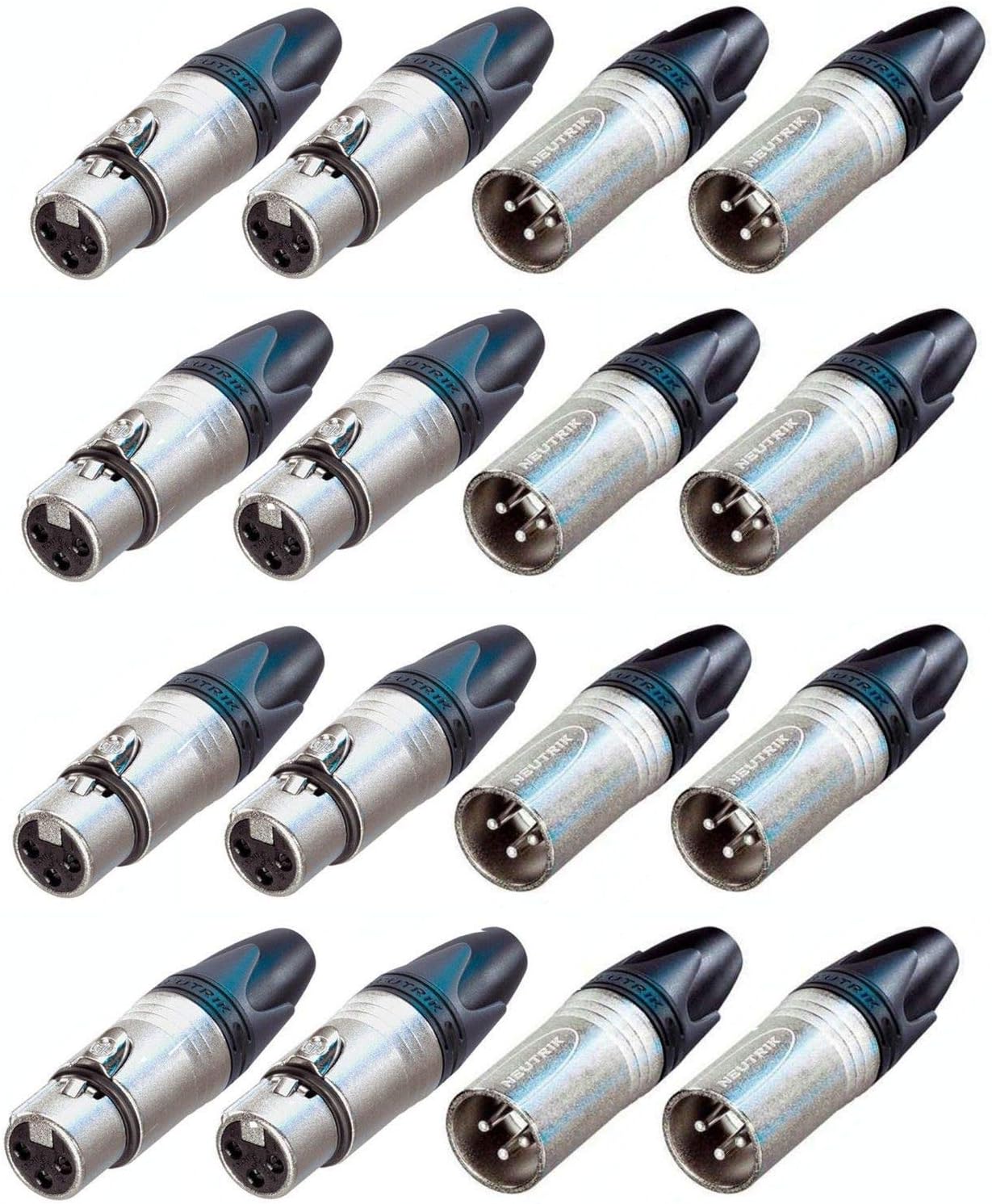 (8 Pair) 8 Each Neutrik NC3MXX & NC3FXX 3 Pin Male & Female XLR Mic Cable End