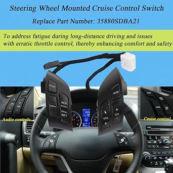 35880SDBA21 Steering Wheel Mounted Volume Cruise Control Switch Button Compatible with Honda Accord 2003-2007 Odyssey 2005-2010 Replace # 35880-SDB-A01ZA
