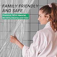 Vista 3 de AmazerBath - Cortina extralarga de plástico de acetato de vinilo polietileno (PEVA) para ducha, 72 x 84 pulgadas, transparente, de alta resistencia