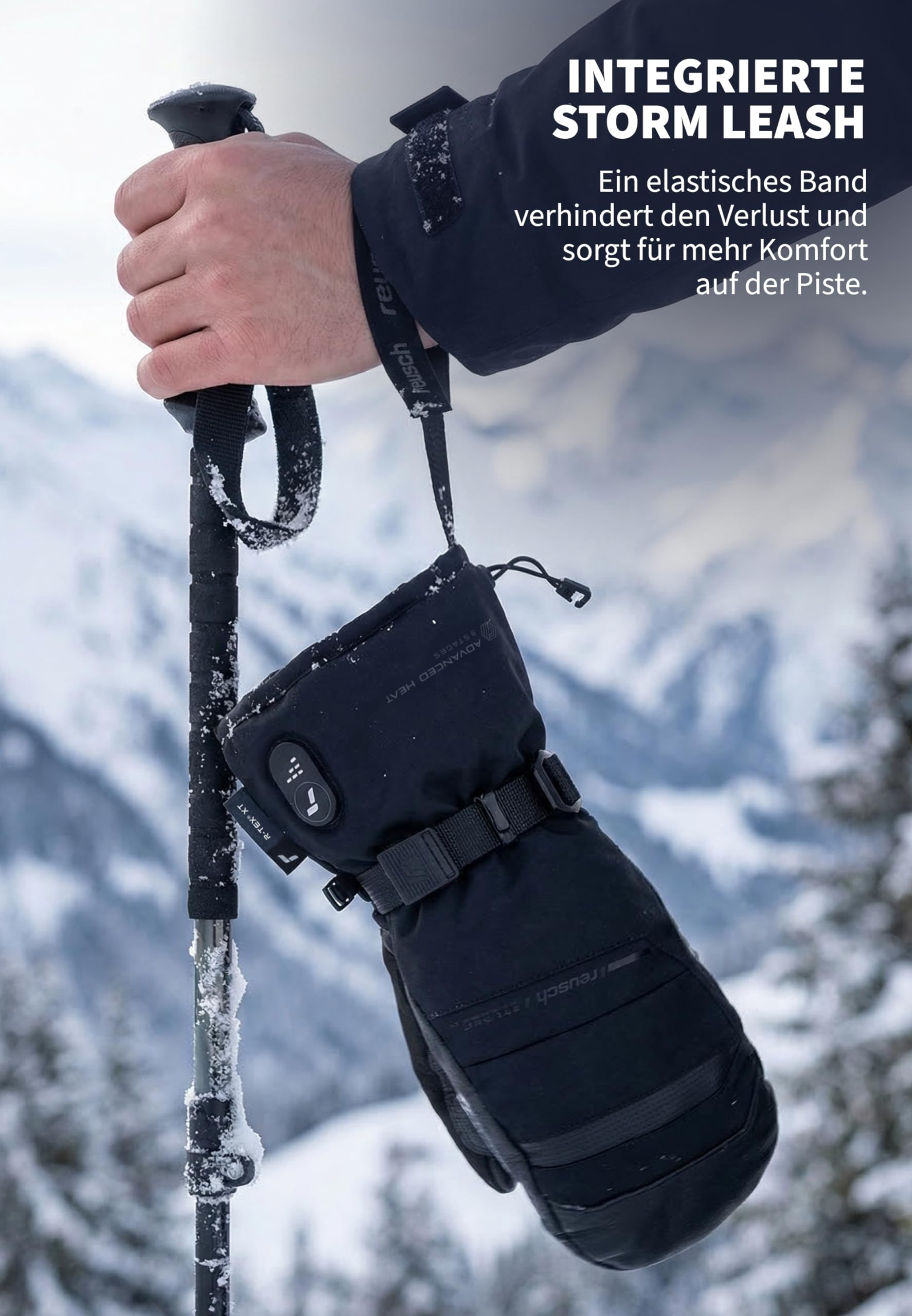 Reusch beheizbare Fausthandschuhe für Erwachsene | besonders warm & wasserdicht | wiederaufladbar & touchscreenfähig | atmungsaktiv | beheizte Skihandschuhe | Advanced Heat R-TEX XT Mitten