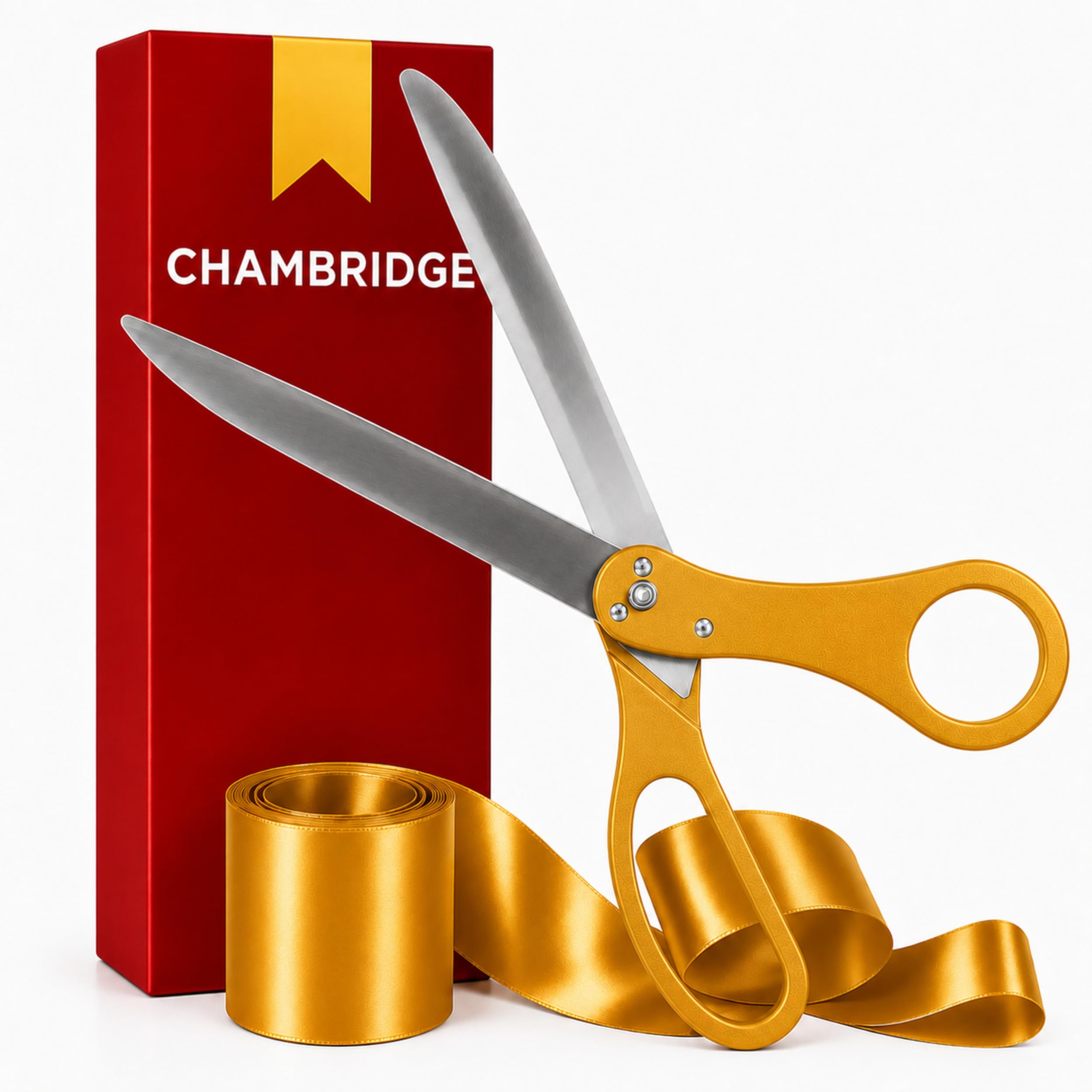 Goldband-Schneidzeremonie-Set, 63,5 cm, goldfarbene Riesenband-Schere mit goldenem Satinband für Zeremonien, Geschäftsveranstaltungen und Einweihungen