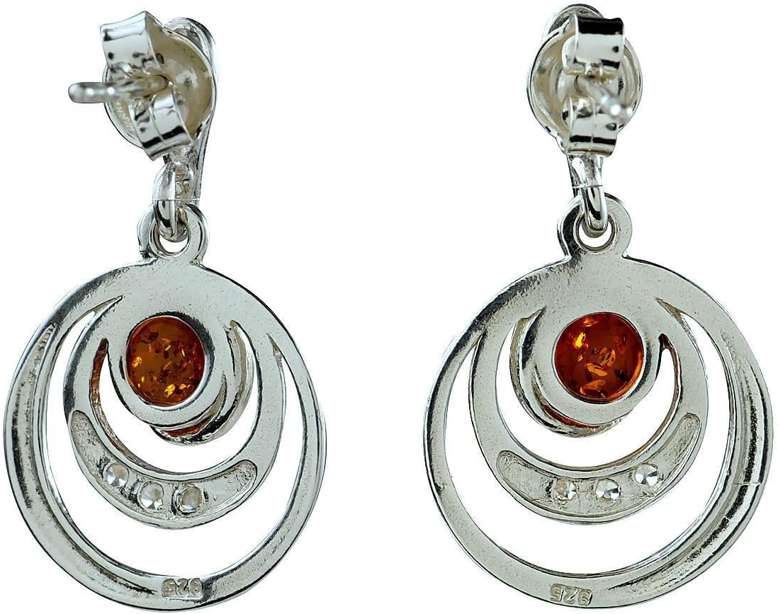 Amber Earrings - Sterling Silver and Baltic Honey Amber Earrings "Aleta" - Sterling Silver Jewelry Collection