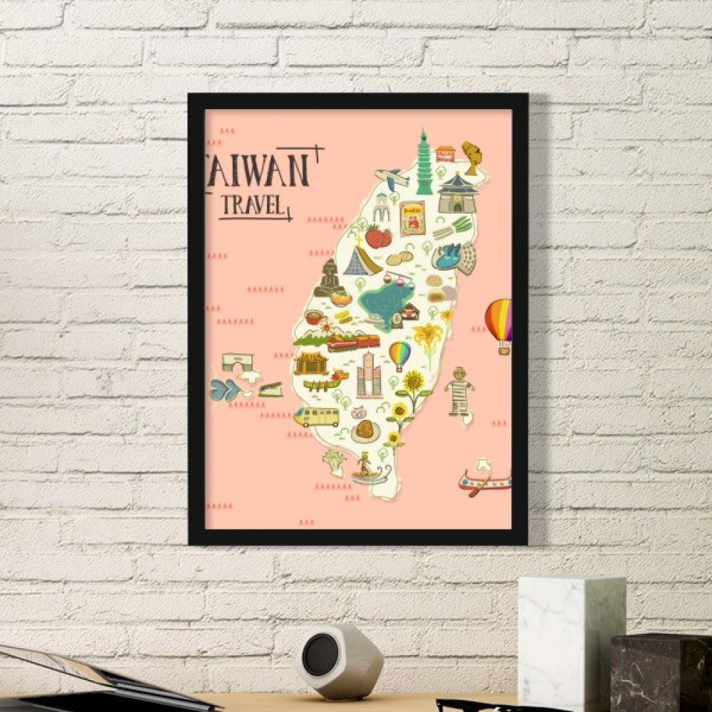 Art mural Taiwan voyage peinture encadrée noir sticker déco maison DIYthinker