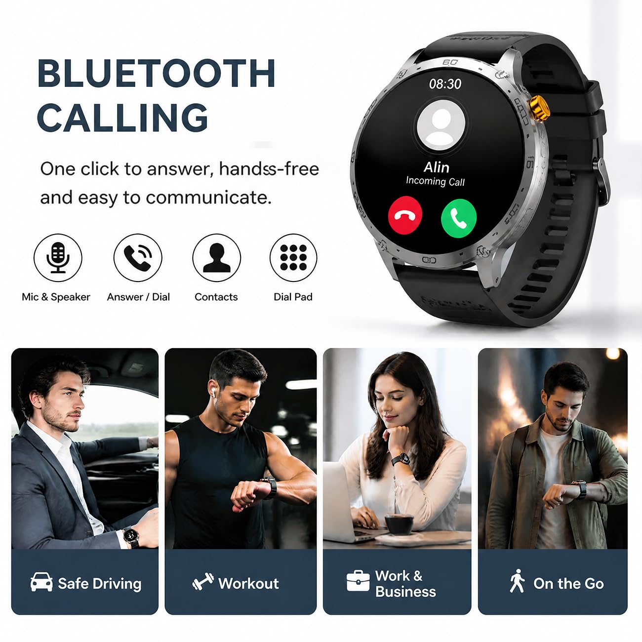 Orologio Smartwatch Uomo, Orologio Sportivo Uomo Multilingue E Sportivo Con Diverse Modalità E Torcia Smart Watch for Men Per Sport, Spostamenti, Riunioni E Relax Black,2 * 0.5 in