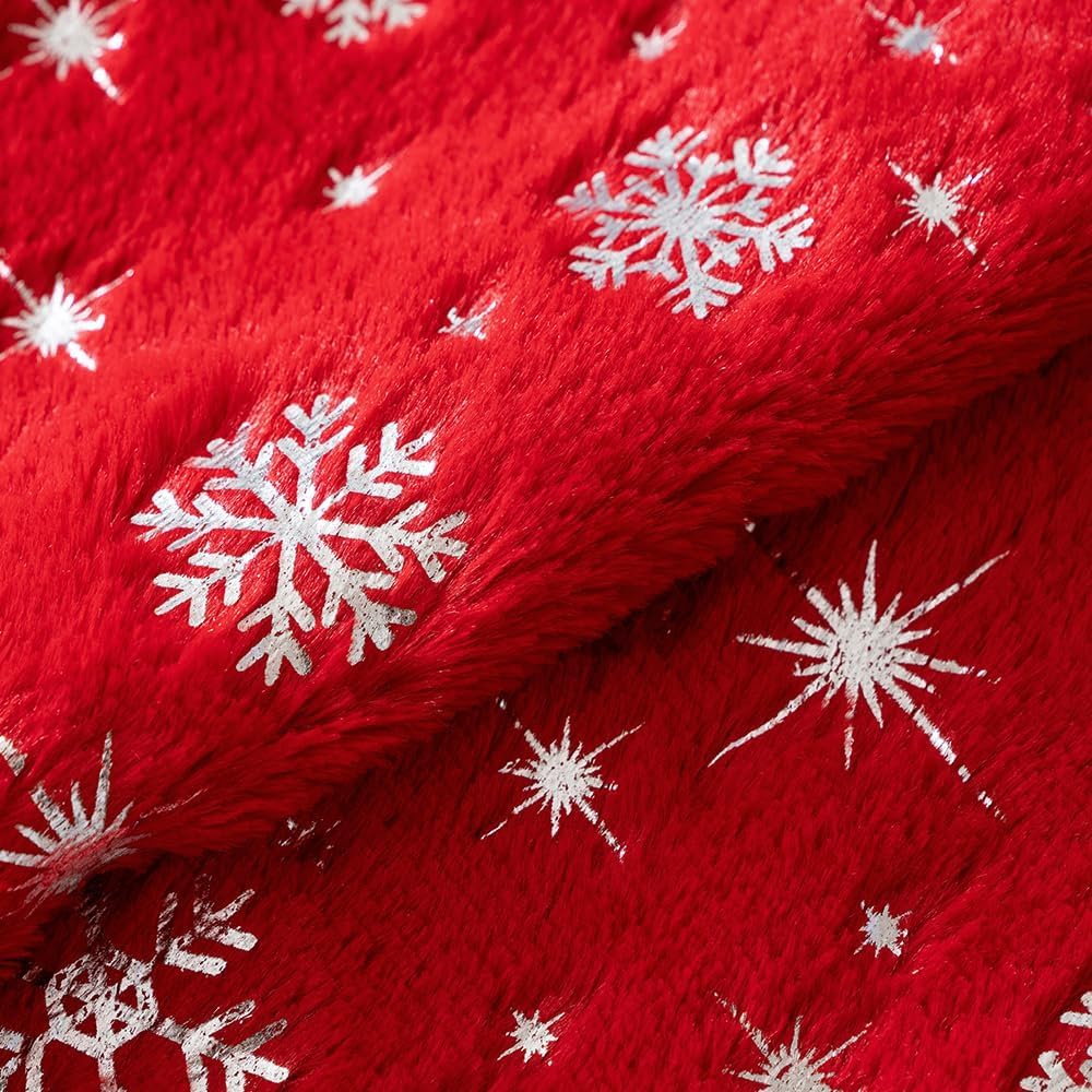 MIULEE Set of 2 Christmas Decorative Throw Pillow Covers Soft Faux Fur Winter Pillow Covers with Silver Snowflake Glitter Holiday Festival Pillowcases for Couch Sofa Bed, 24×24inch, Red