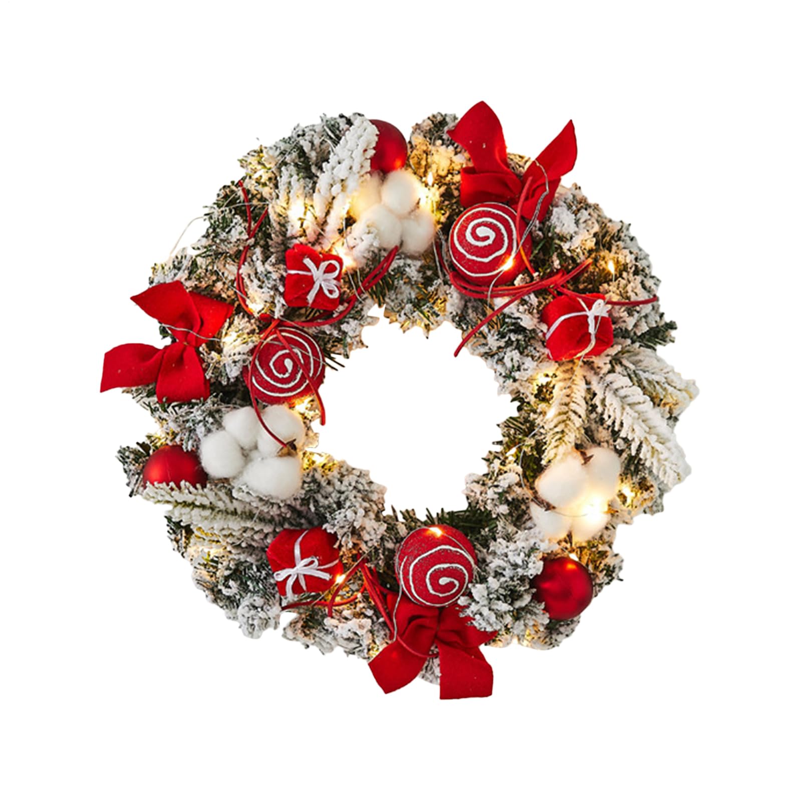 Couronne de Noël éclairée 30cm suspension LED pour décoration de porte et fenêtre intérieure