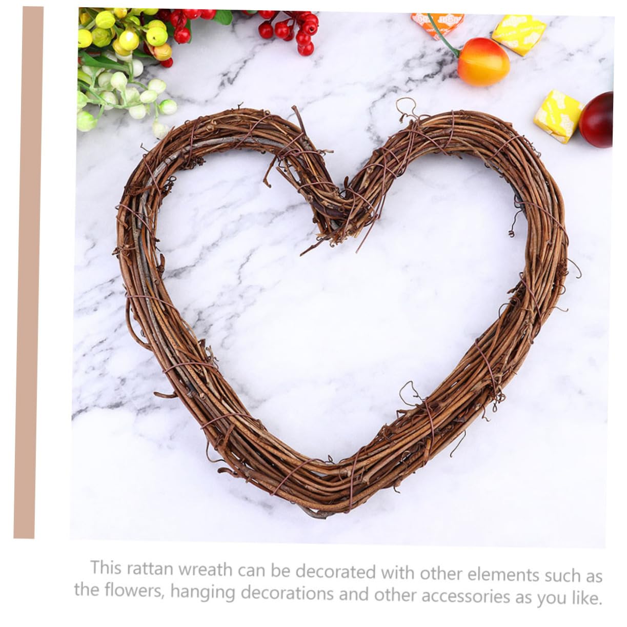 Abaodam 9piezas Guirnalda De Ratán Corazón para Decoración De Puertas y Fiestas Accesorios Naturales para Adornos El Hogar