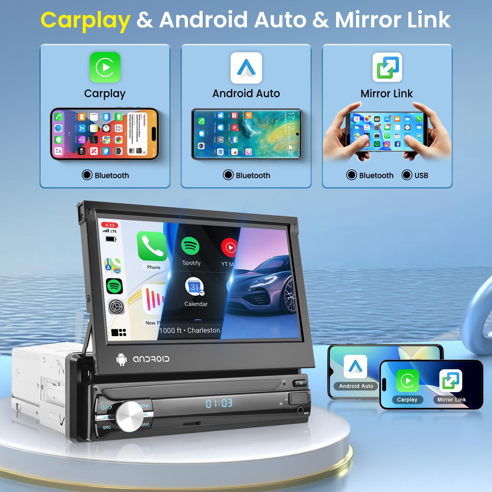 Autoradio Android 2GB+64GB 1 Din - Touchscreen 7 Pollici, GPS, WiFi, Bluetooth, Supporto Telecamera Posteriore - Foto 13