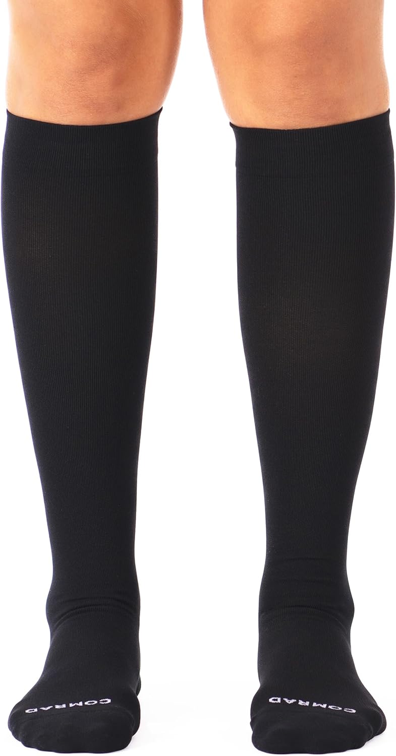 Comrad Nylon Knee High Socks - 20-30mmHg Firm Compression Socks - Soft & Breathable Support Socks