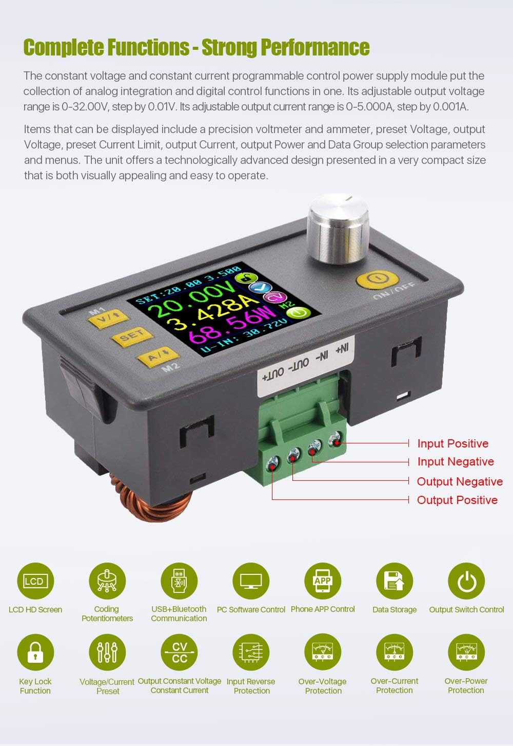 RD DPS3005 6-40V to 0-32V 5A 160W Constant DC DC Voltage Current Step Down Stabilized Power Supply Module Buck Voltage Converter Voltmeter No Communication Version (DPS3005)