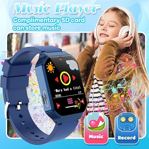 Miniatura 5 de Reloj inteligente para niños y niñas de 5 a 10 años, juguetes con pantalla táctil HD de 1.69 pulgadas, 26 juegos, podómetro, cámara de video, 13
