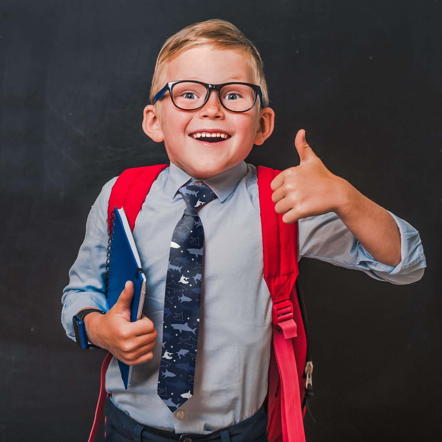 Toddler Size (Shark) Pre-Tied Adjustable Novelty Necktie, Fashion Conversational Neck Strap Ties for Boys and Children, for Wedding Parties Events