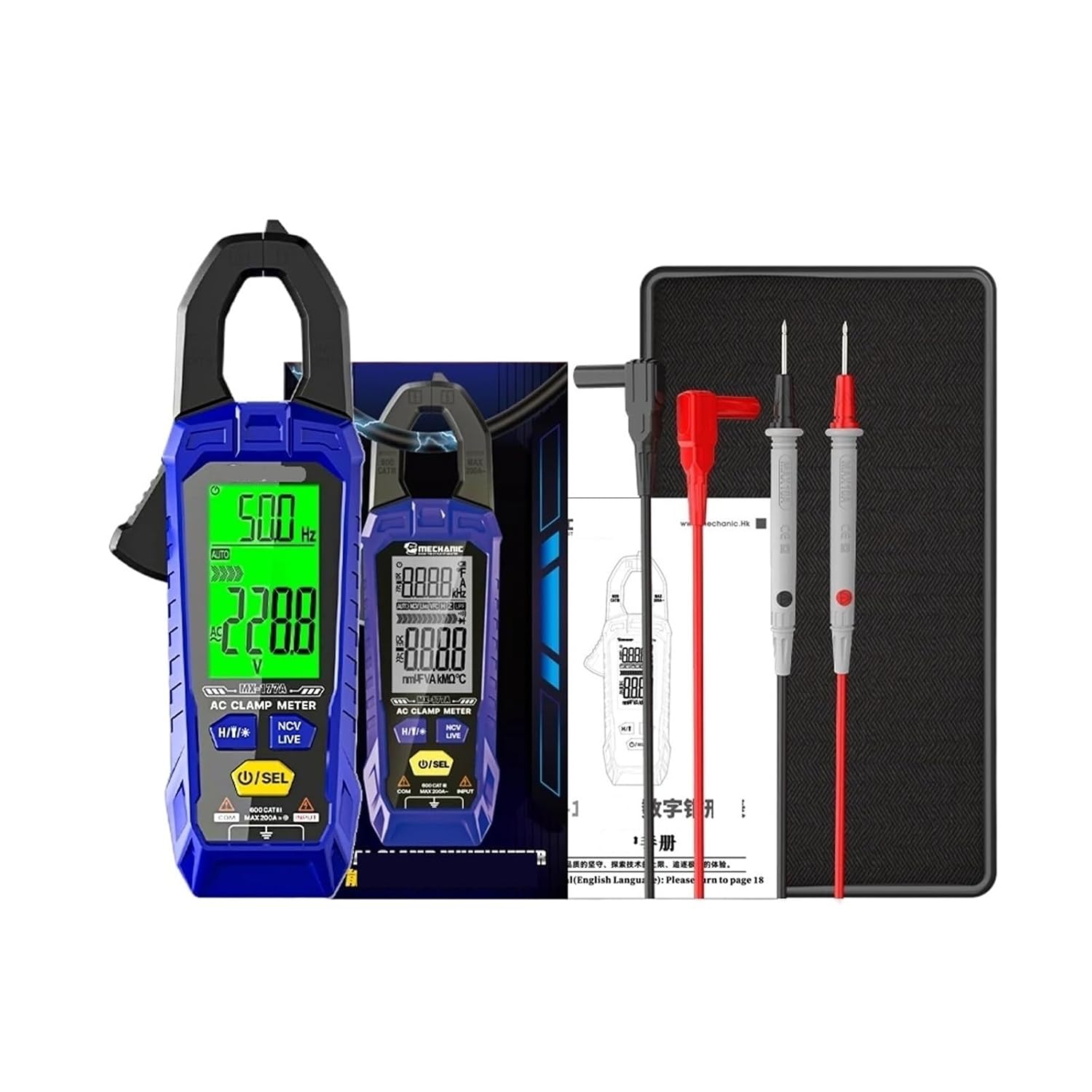 200A AC/DC Digital Clamp Meter Multimeter Ammeter Capacitor(MX-177A)
