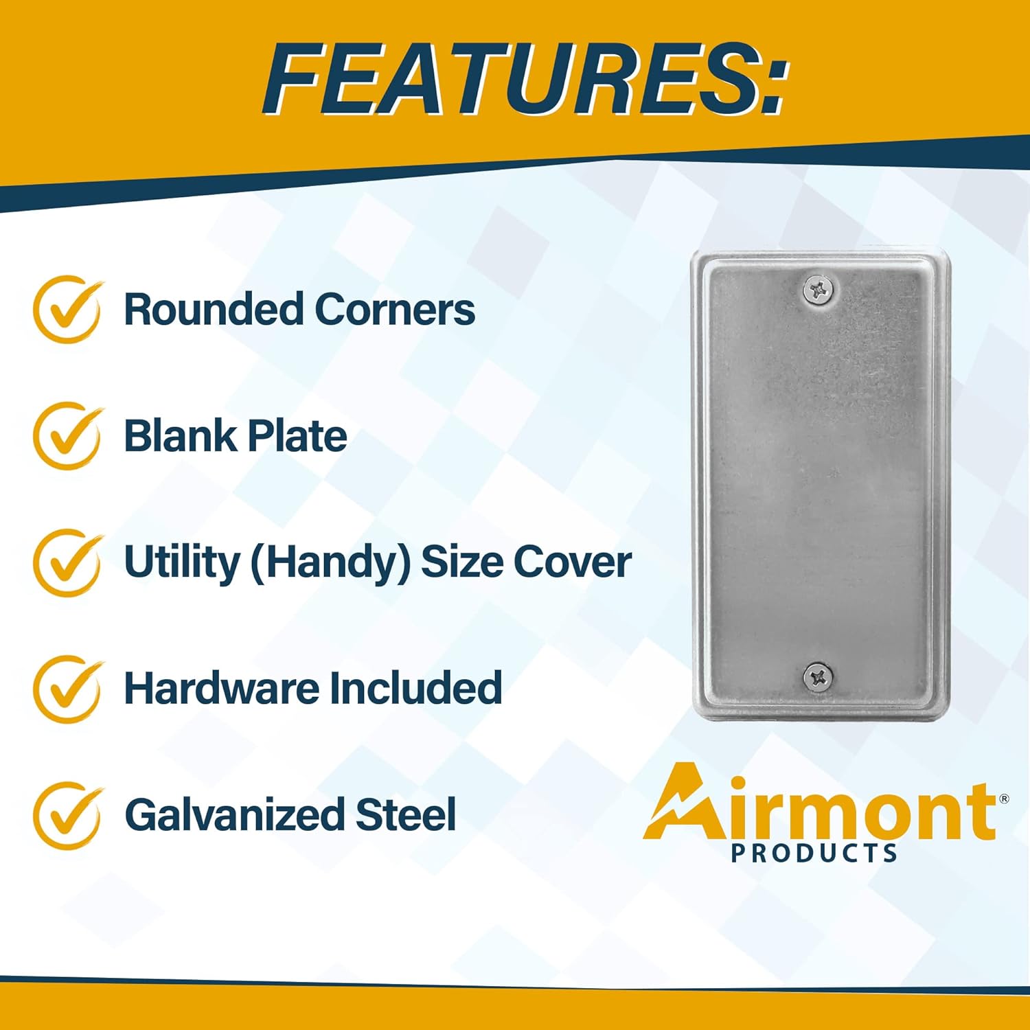 (Pack of Box and Cover) 4x2 Inch Utility Electrical Box, Outlet Box, Blank Utility Size Cover, Drawn Construction, Ten ½’’ Knockouts, Raised Ground, 1-7/8” Deep, 13 Cu. in. Capacity, Galvanized Steel