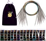 Stainless Steel Circular Knitting Needles 40-Inch (100cm) | US 11 (8mm) with 10 Stitch Markers & Yarn Needle | for Sweaters, Blankets, Afghan, Large Projects Random color: Red, Gold