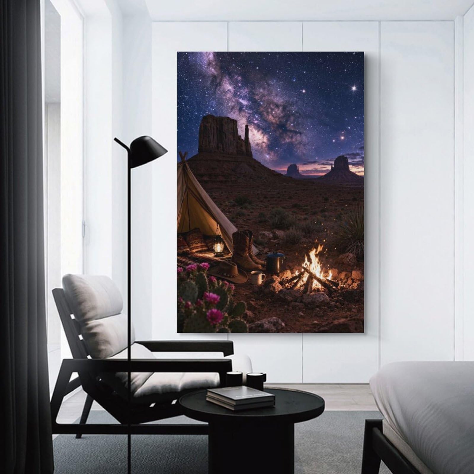 Junmoney Unframe-Style-15 Desert Camping Under The Milky Way Wall Picture Print, 24X36inch(60X90cm), For Wall Displays, Bedrooms Or Room Updates, Decorative Artwork With Flexible Styling