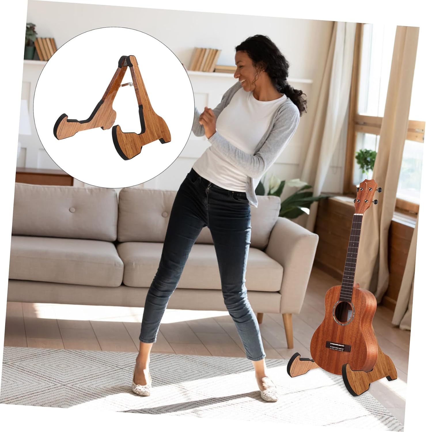Retractable Violin Display Stand Foldable Bamboo Holder for Acoustic Classical and Electric Instruments Lightweight and Portable Music Rack for Home and Studio Use