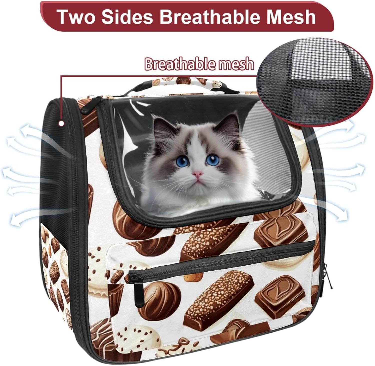 Various Chocolate (3) Cat Backpack Carrier, Large Pet Backpack for Medium Small Dog Cat Puppy Kitty Bunny