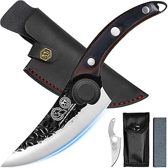 XYJ FULL TANG Boning Knife 6 Inch Stainless Steel Fish Slicing Knives With Leather Sheath Serbian Chef Meat Knife For Kitchen Camping&Survival