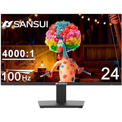 SANSUI Monitor 24 inch 100Hz Computer Monitor丨FHD 1080P PC Monitor丨HDMI丨FreeSync丨HDR丨Earphone Jack丨 Ergonomic Tilt for Home and Office